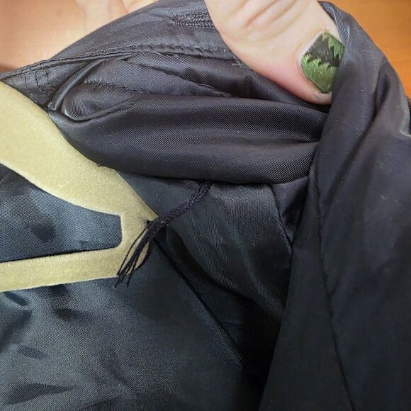 Laundry By Shelli Segal Quilted Jacket Coat Size Medium Navy Belted Hood Zip - Picture 14 of 16